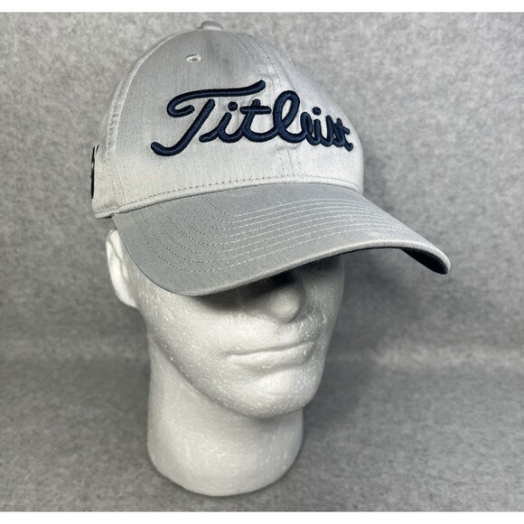 Titleist Pro V1 FJ Foot Joy A-Flex Golf Hat Size S-M Fit Stretch Cap Gray Navy - Picture 2 of 12